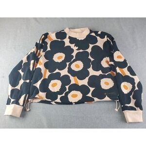 Adidas x Marimekko Sweatshirt Womens Medium Black Floral Flower Trefoil  Casual